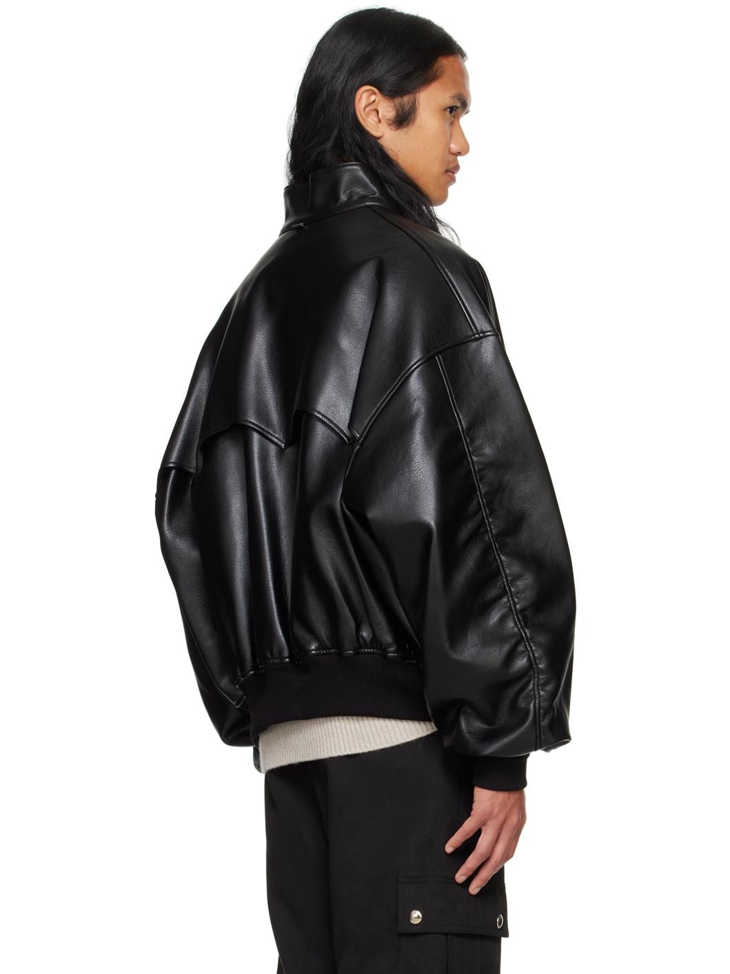 Black Herrington Faux-Leather Jacket - 3