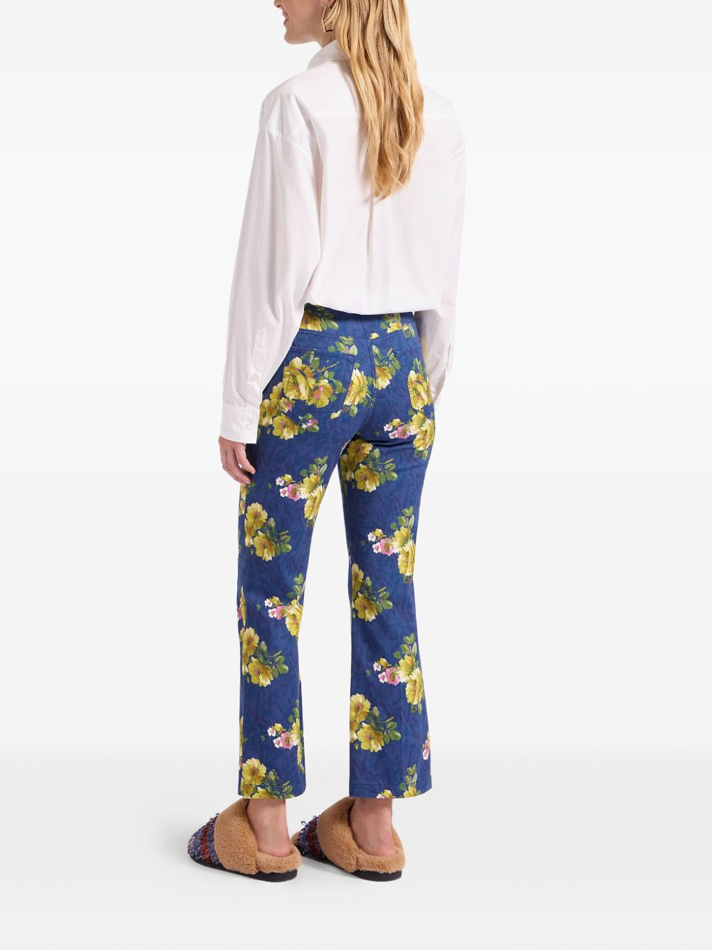 floral-print flared jeans - 4
