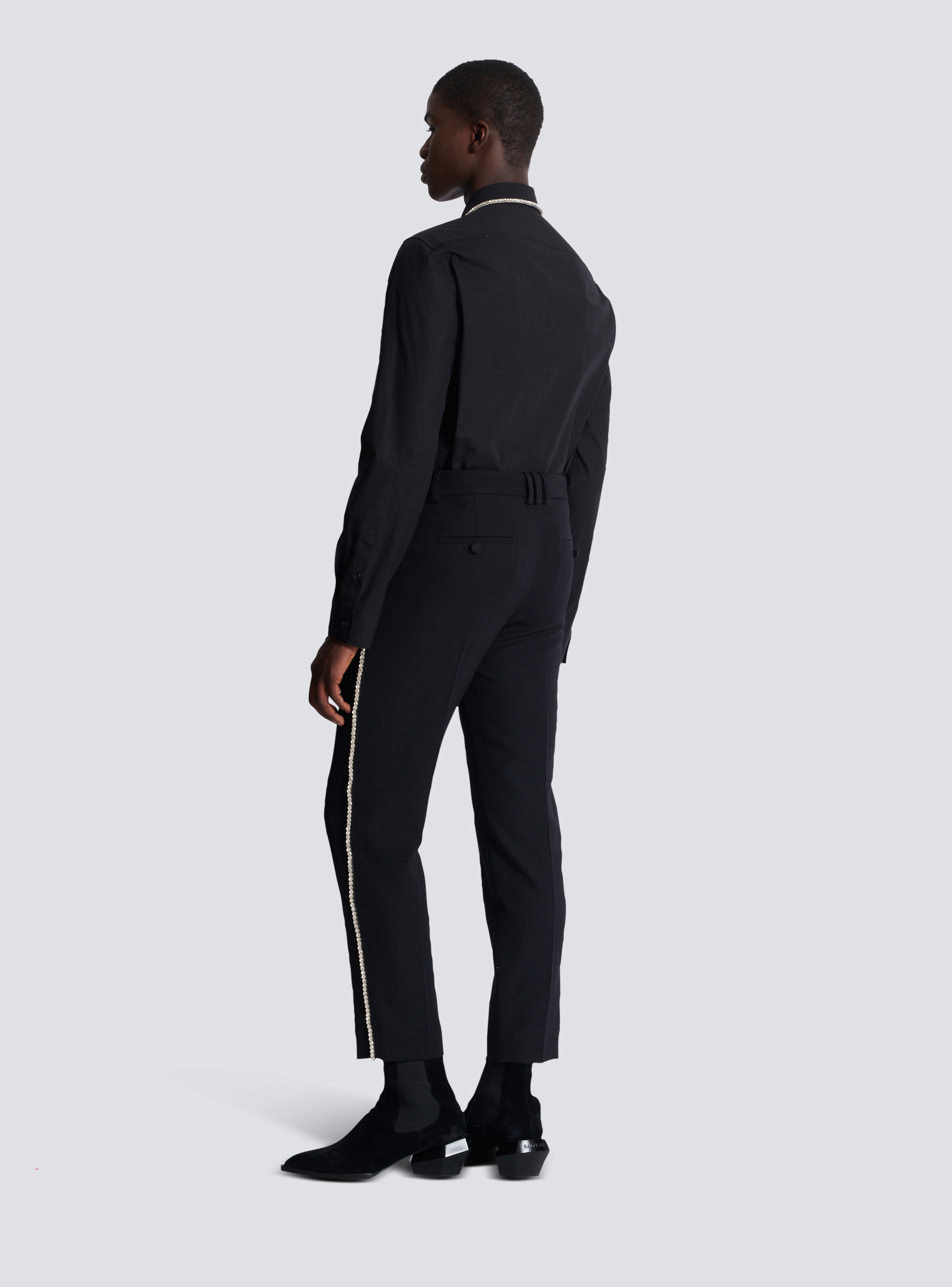 Embroidered tailored grain de poudre trousers - 4