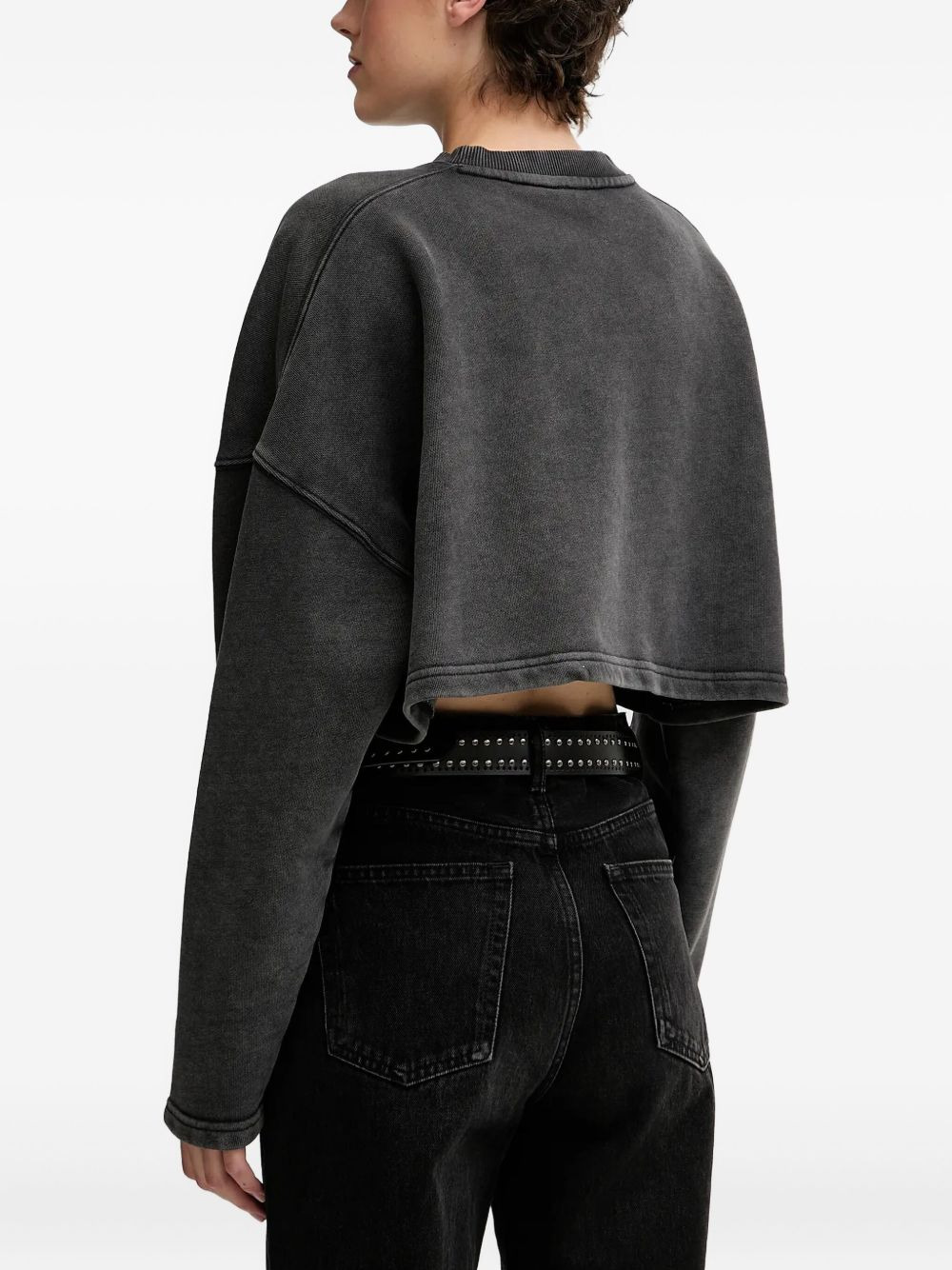 logo-embroidered cropped sweatshirt - 2