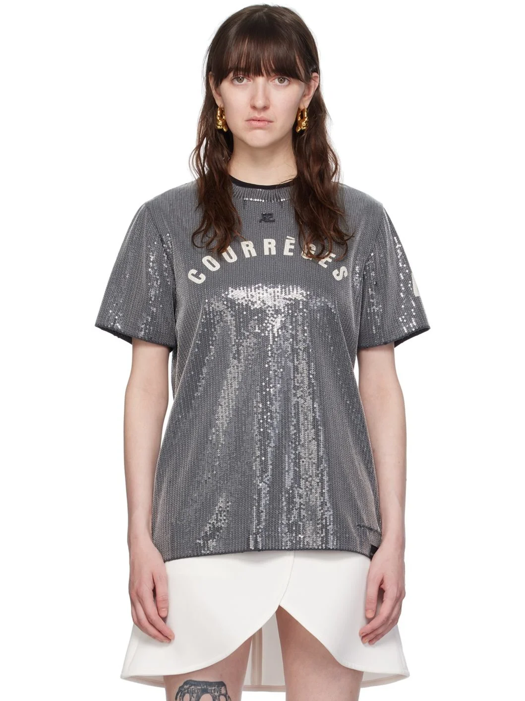 Gray Sequinned T-Shirt - 1