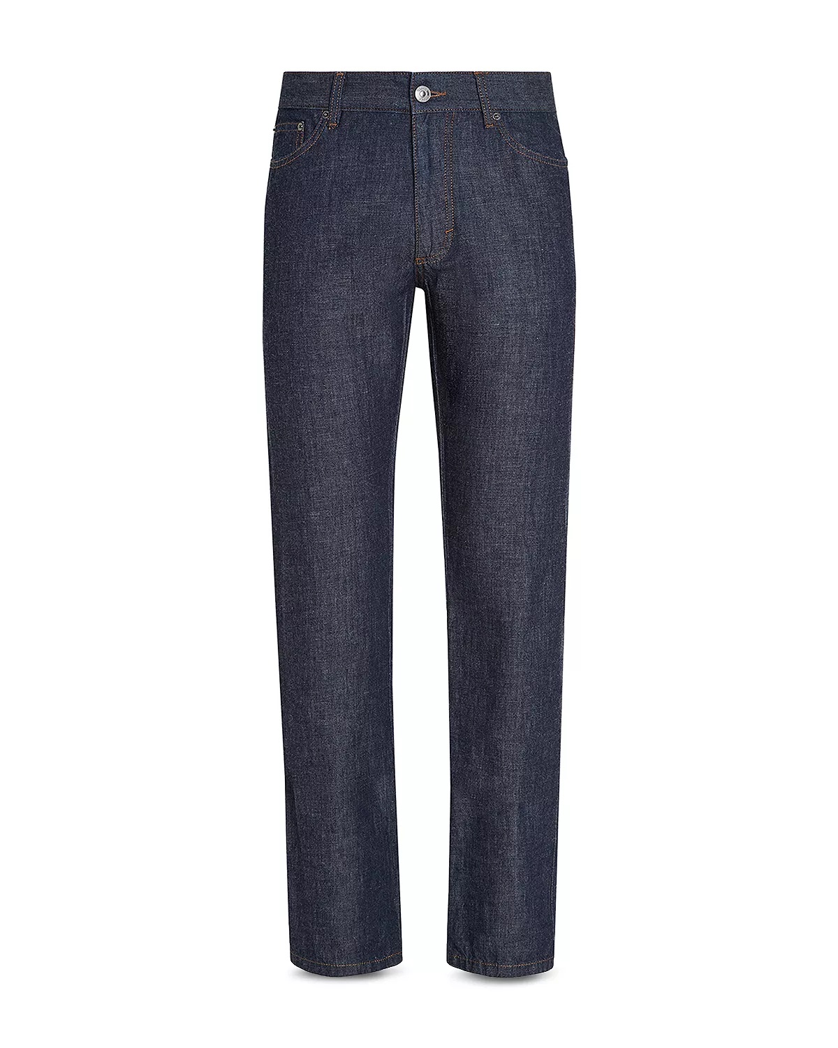Slim Fit Cotton & Linen Jeans in Dark Blue - 5