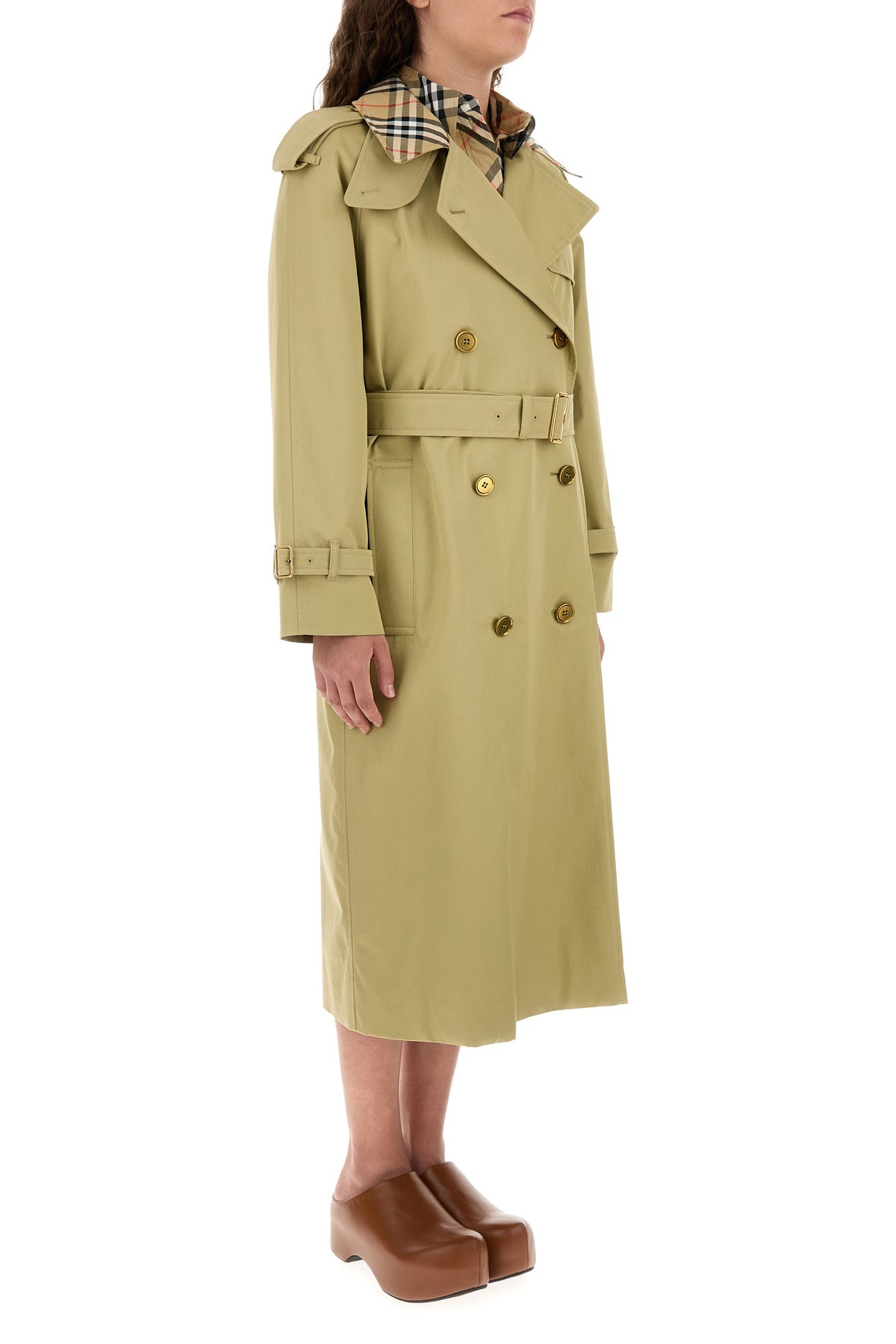 Sage green gabardine trench coat - 3