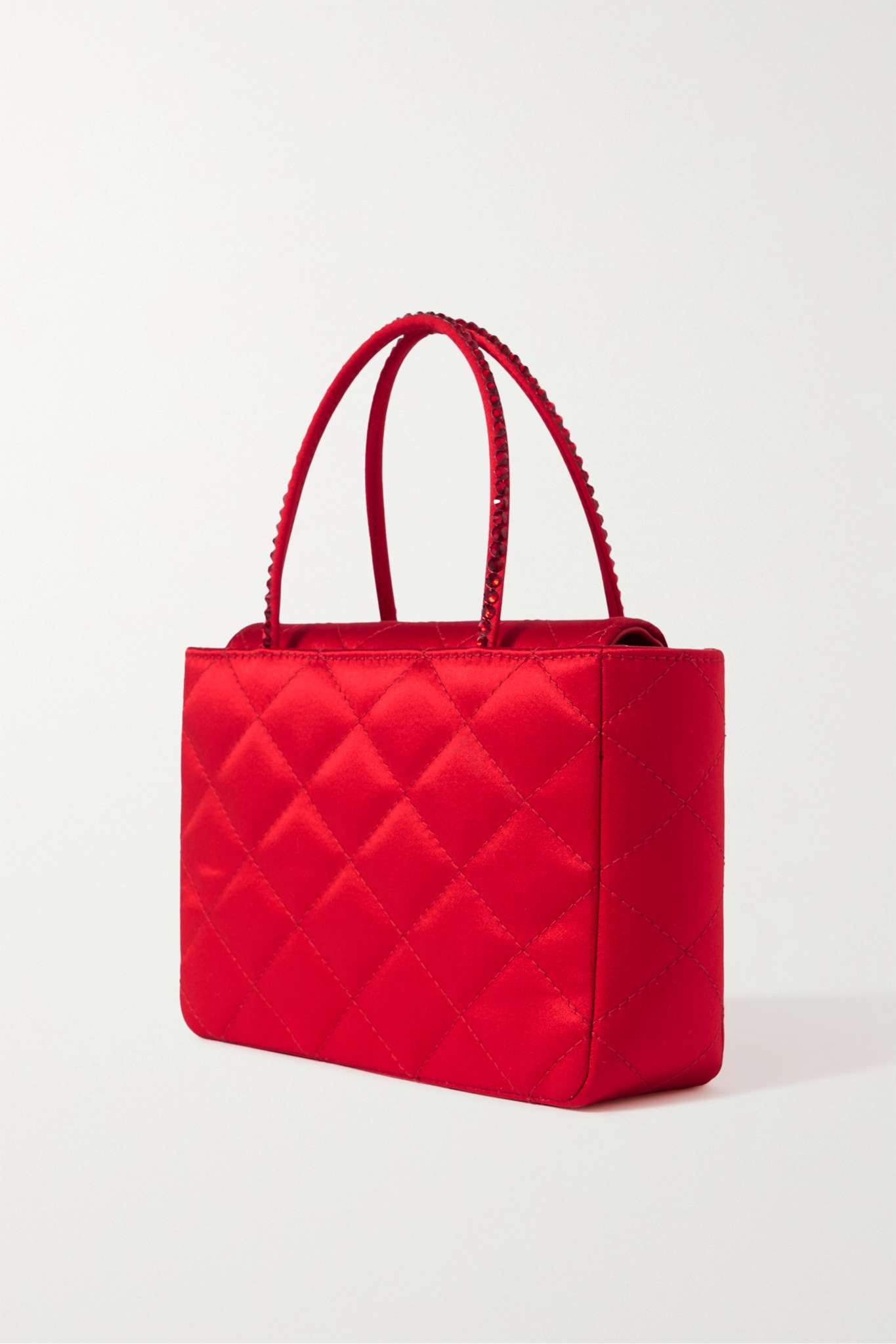 Betty mini crystal-embellished quilted satin tote - 3