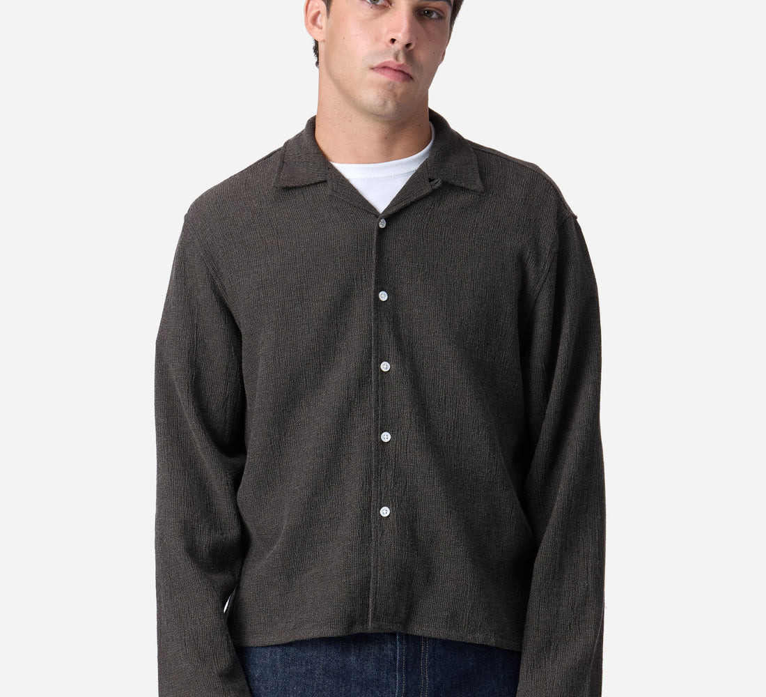 Loop Collar Shirt - Chocolate Marled - 2