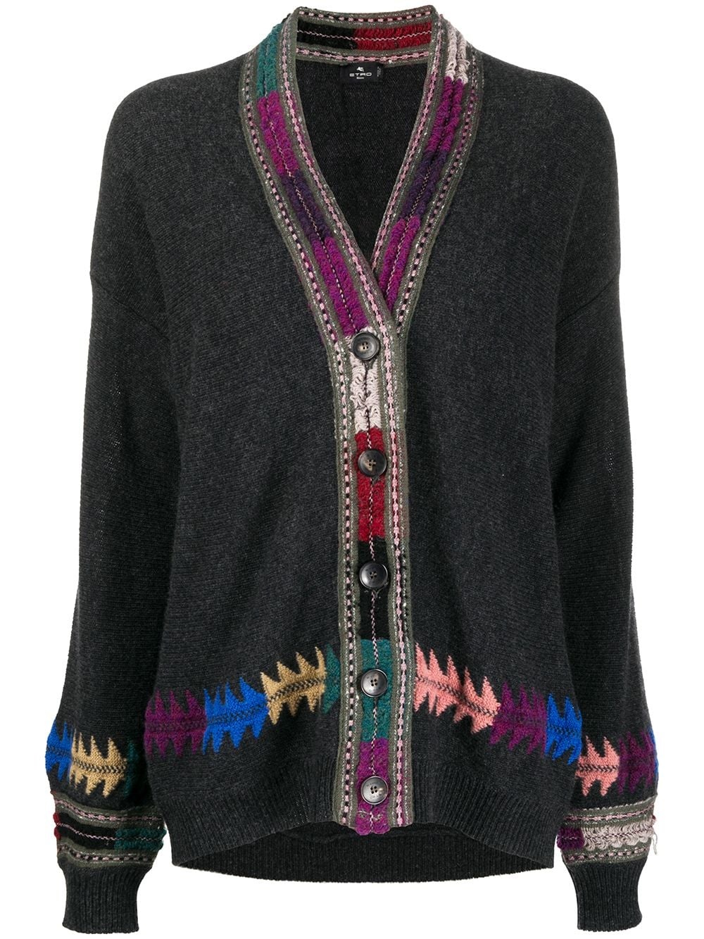 contrast embroidery cardigan - 1