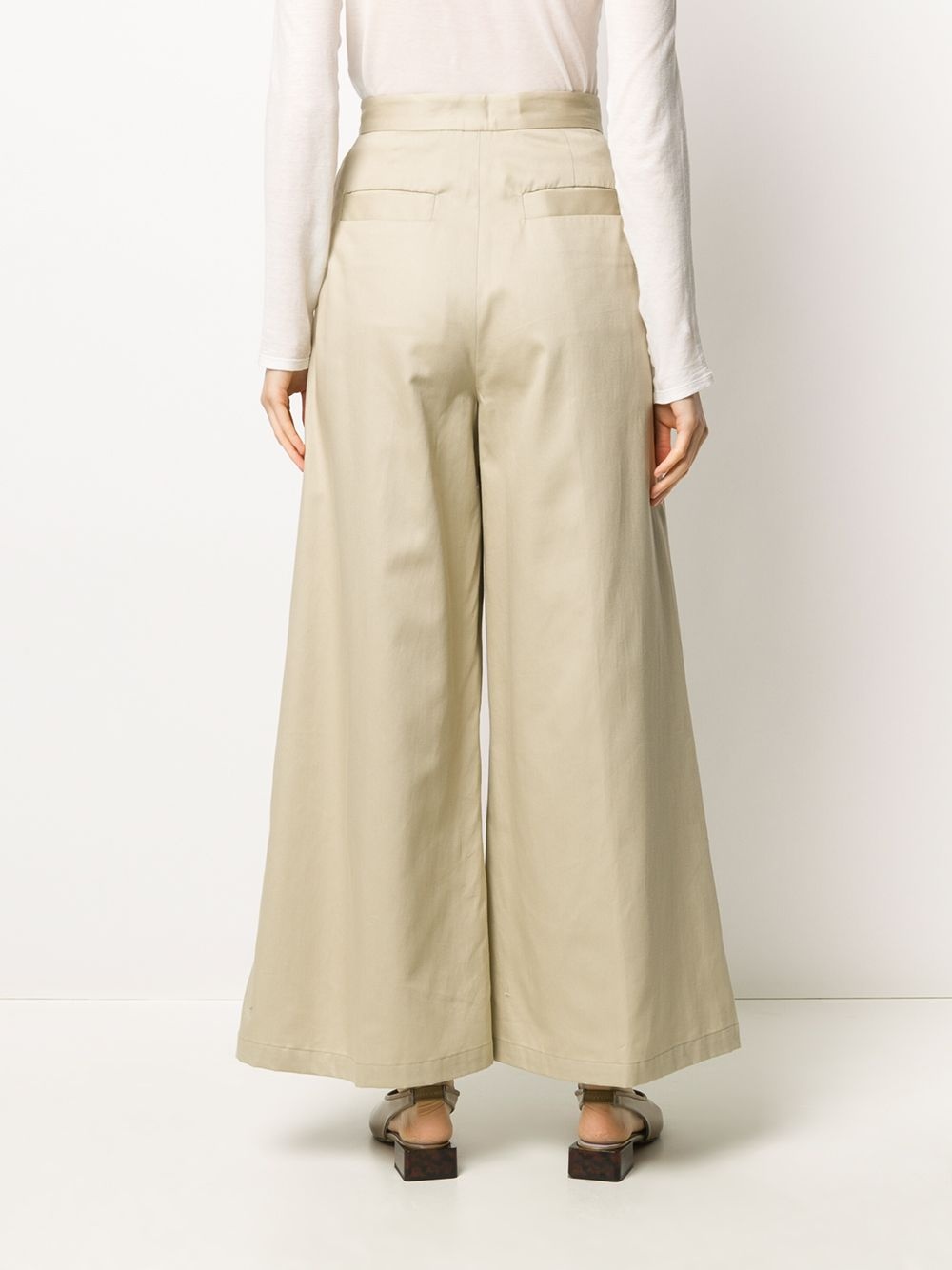 wide-leg cotton trousers - 4