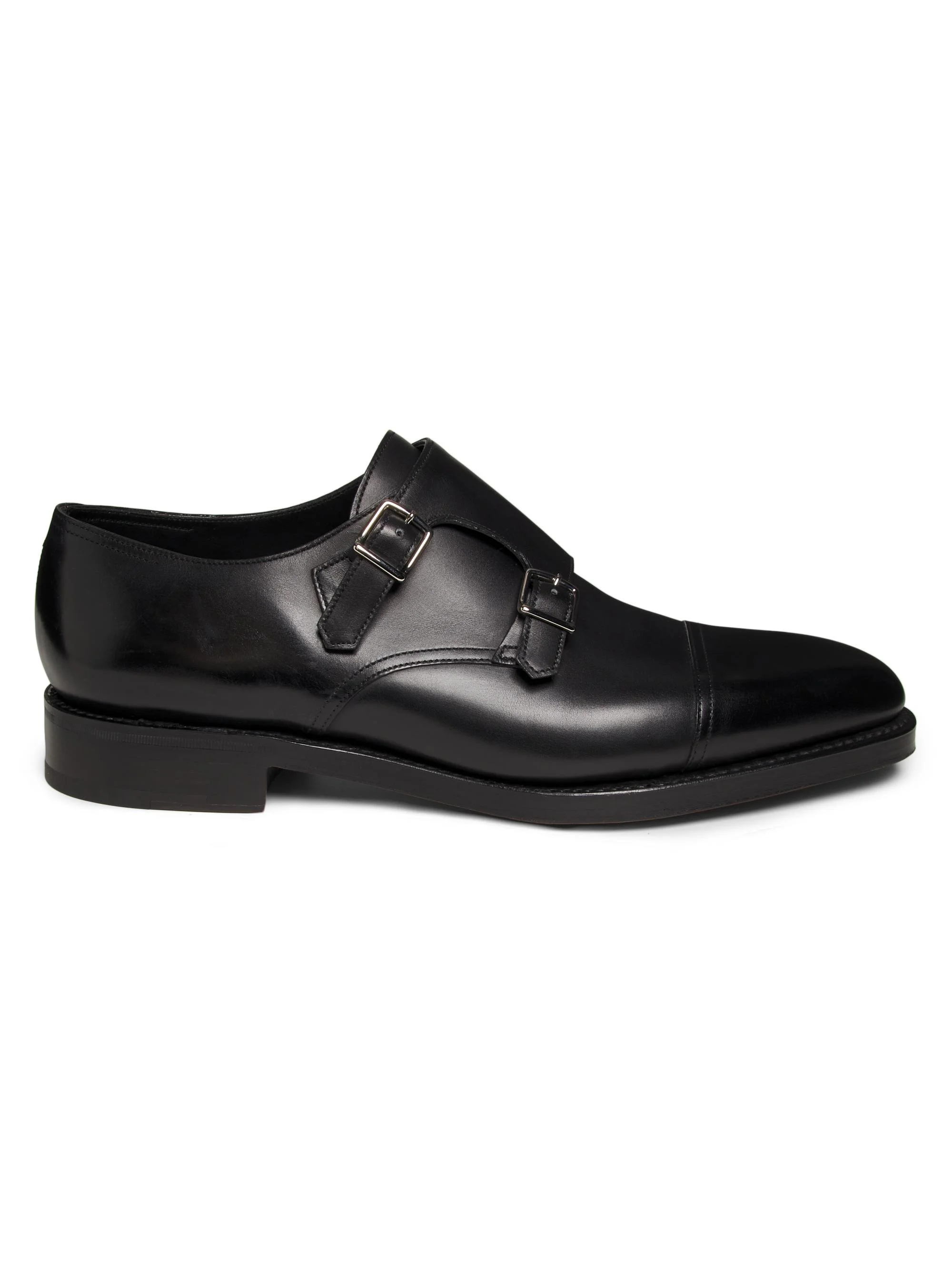 Men's William Double-Buckle Monk Shoes - Black - 1