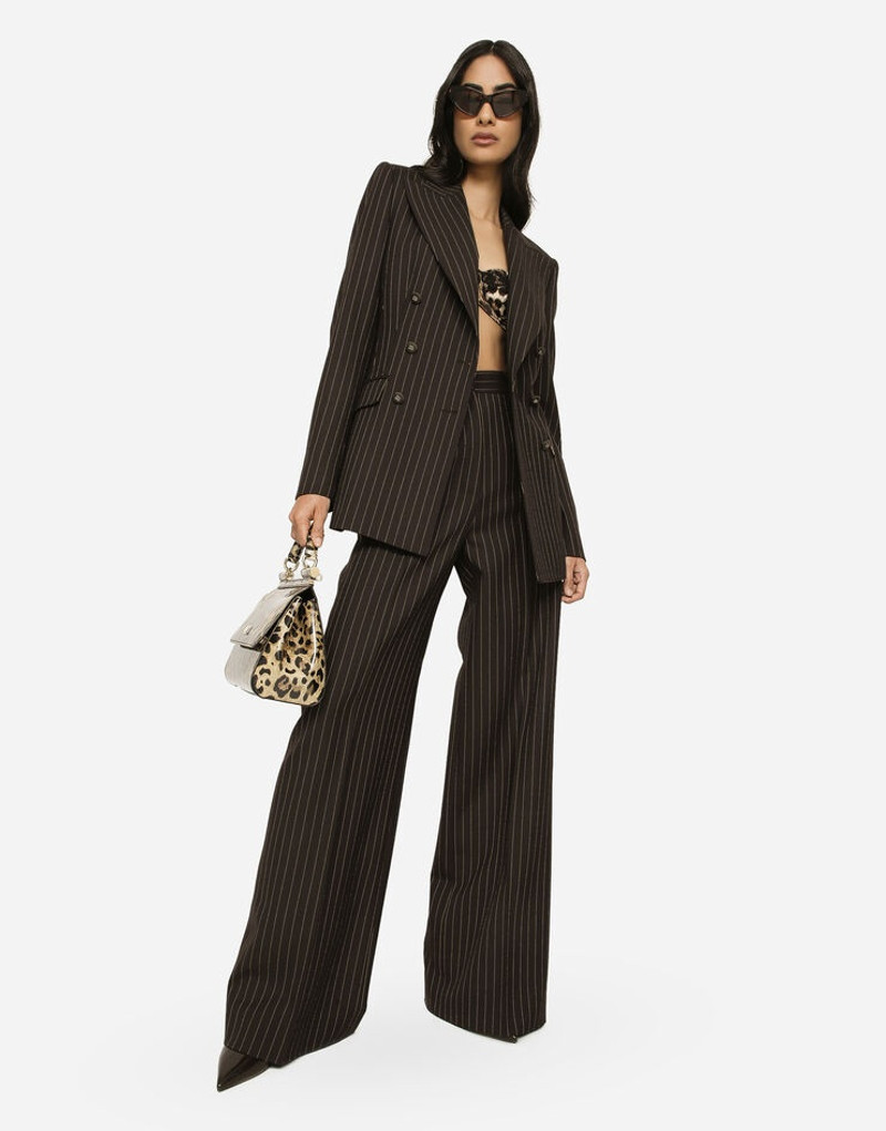 Double-breasted pinstripe wool Turlington jacket 5