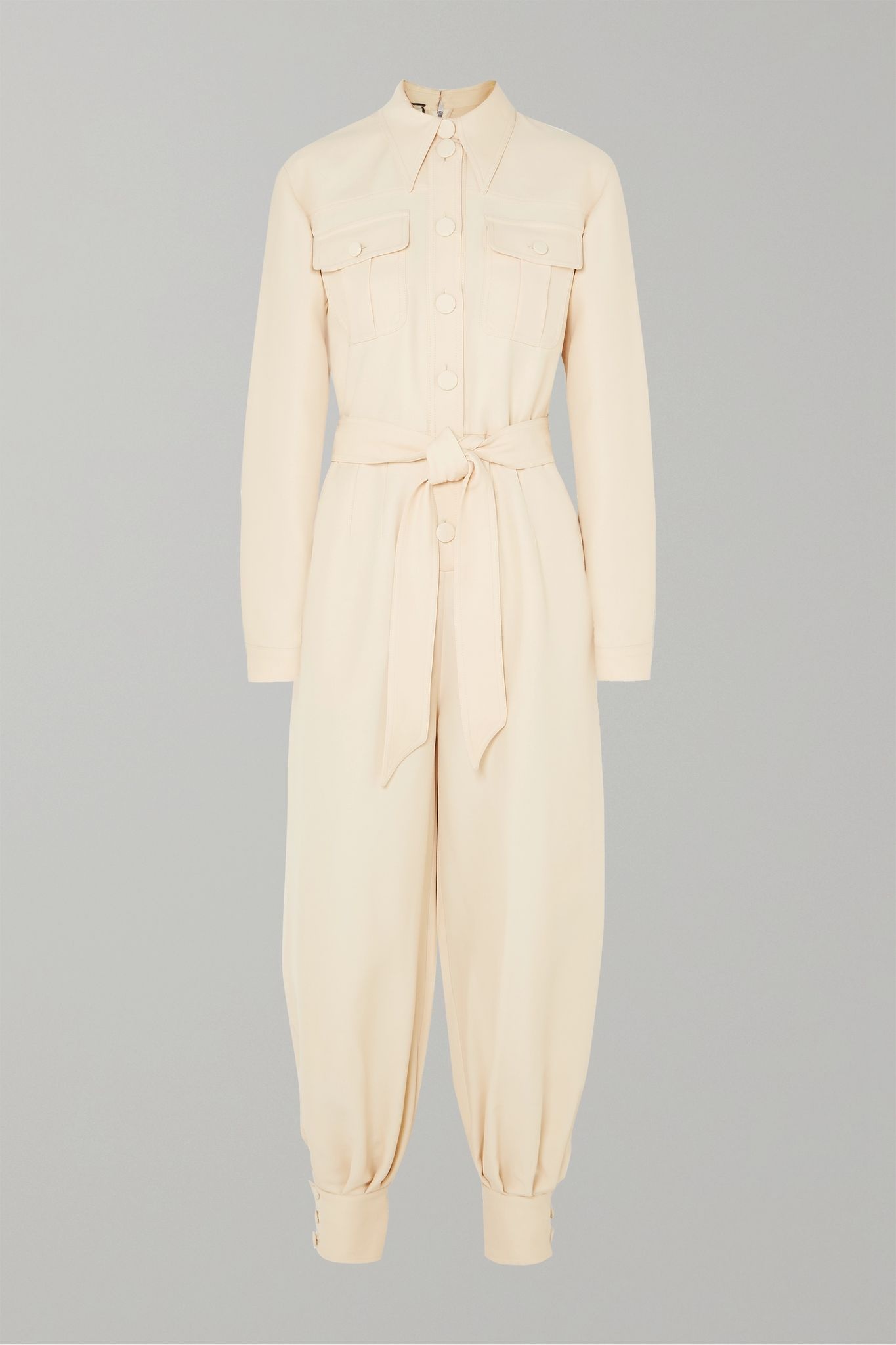 Belted wool and silk-blend cady jumpsuit - 1