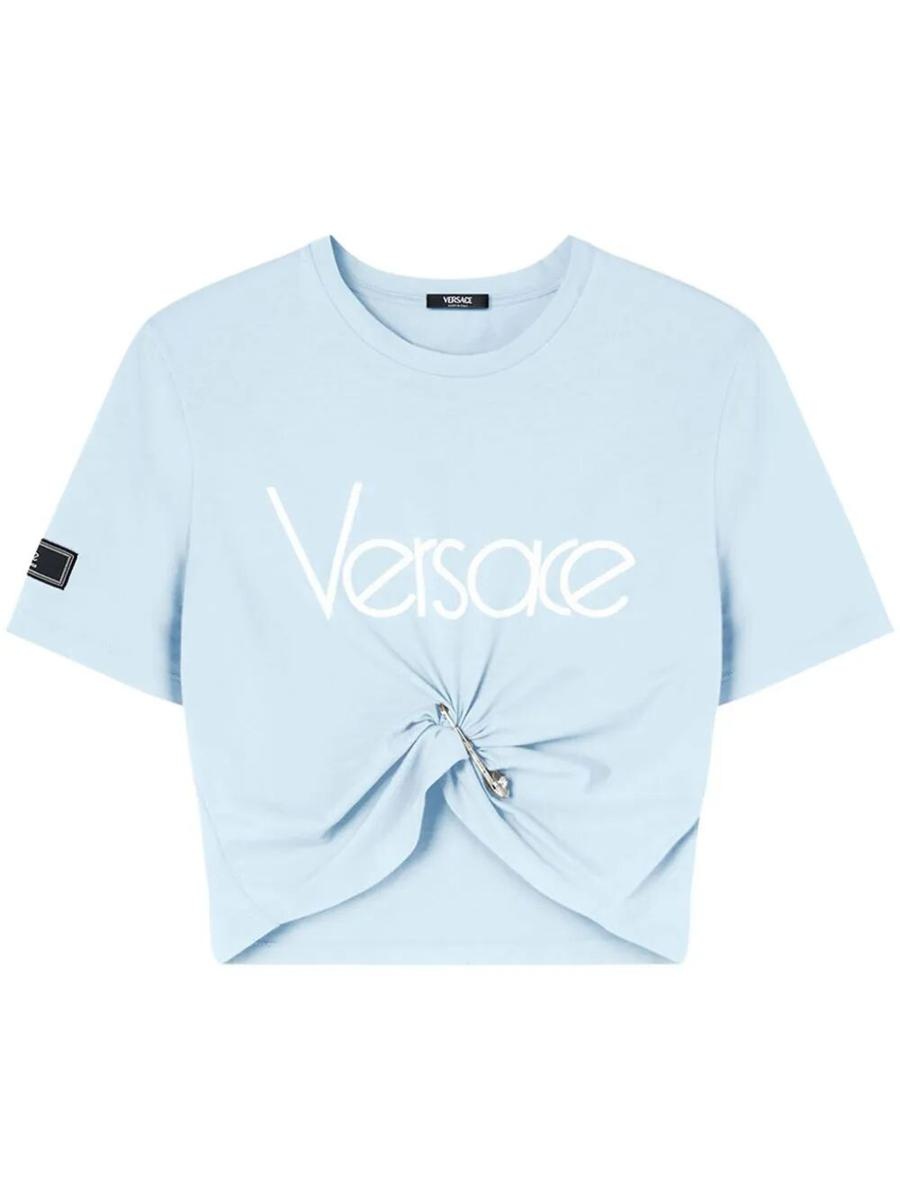 VERSACE CROP T-SHIRT WITH PIN CLOTHING - 1