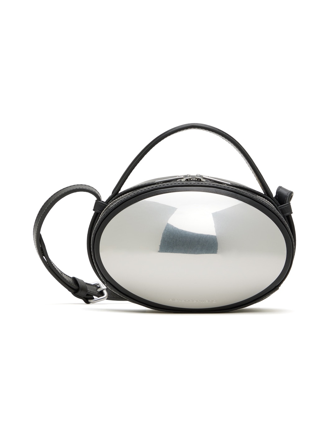 Black Dome Small Crackle Leather Crossbody Bag - 1