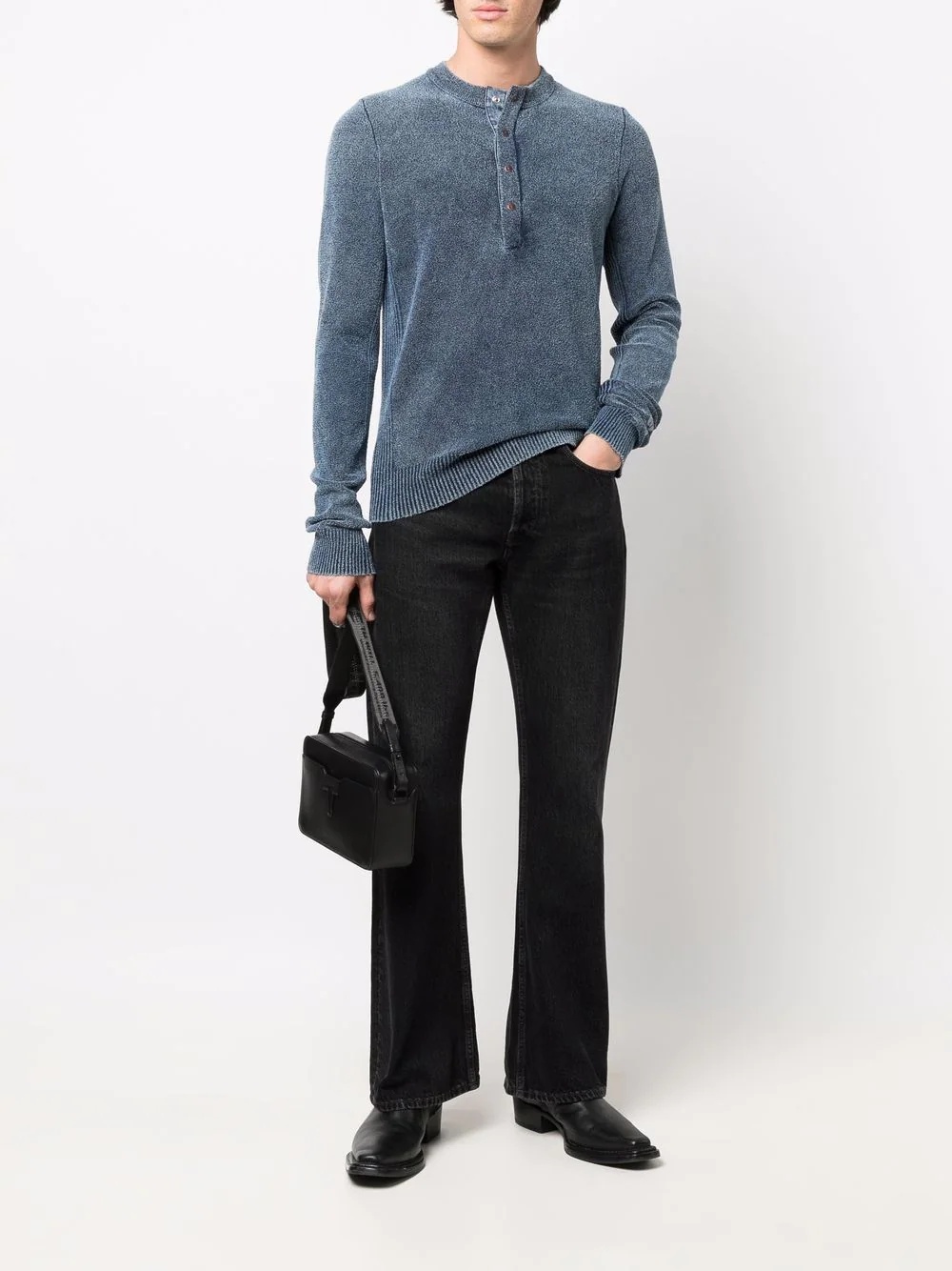 button-neck fitted jumper - 2