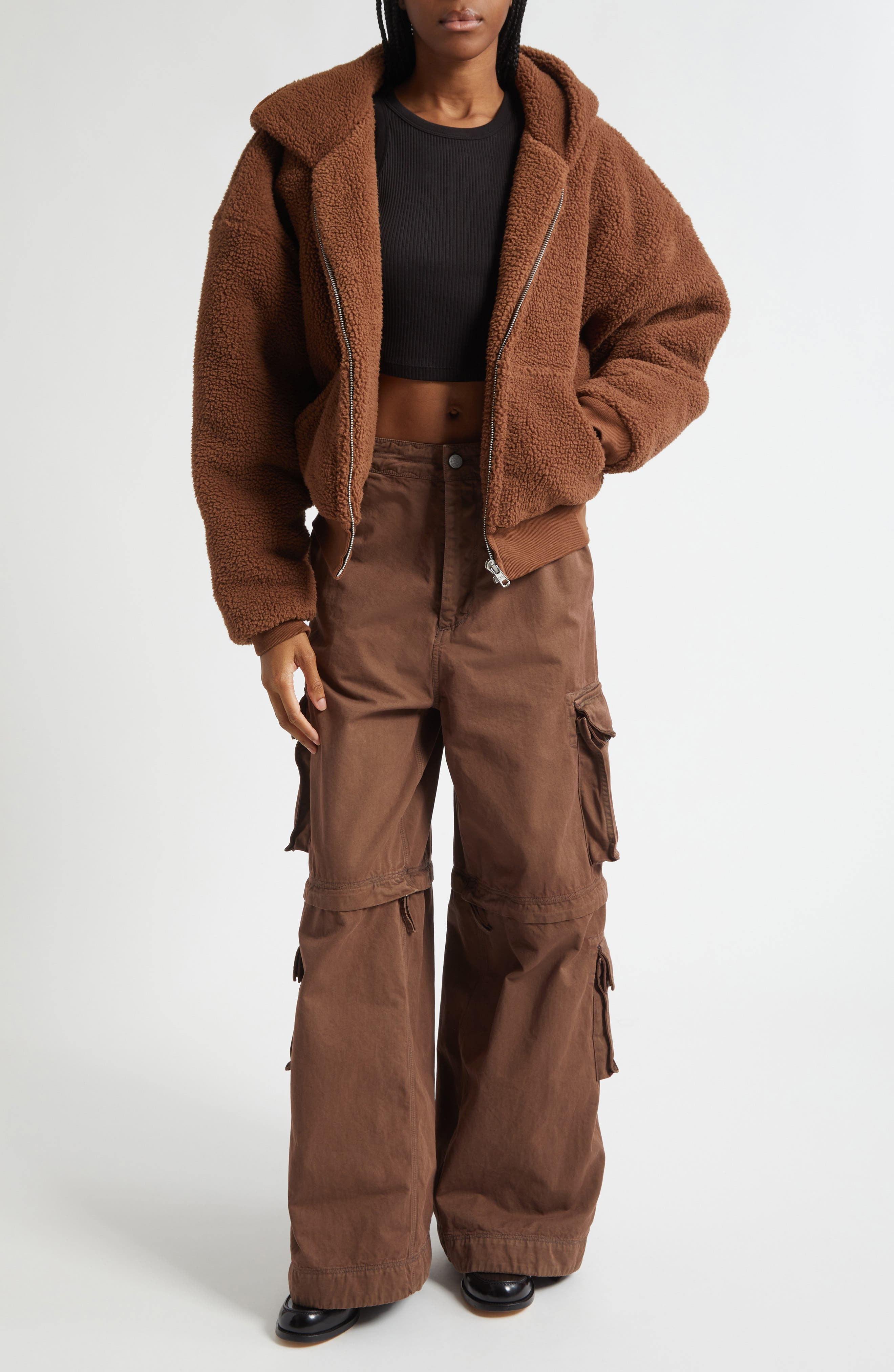 ERL Gender Inclusive Terry Fleece Zip Hoodie in Brown at Nordstrom - 3