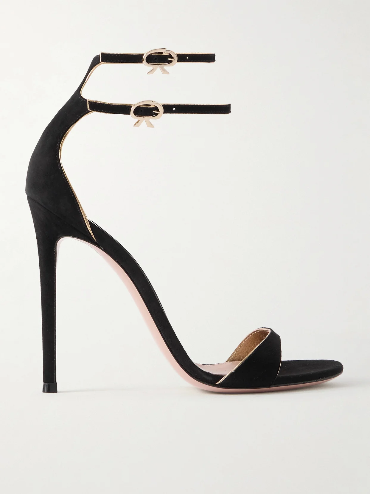 110 Metallic Leather-trimmed Suede Sandals - 1