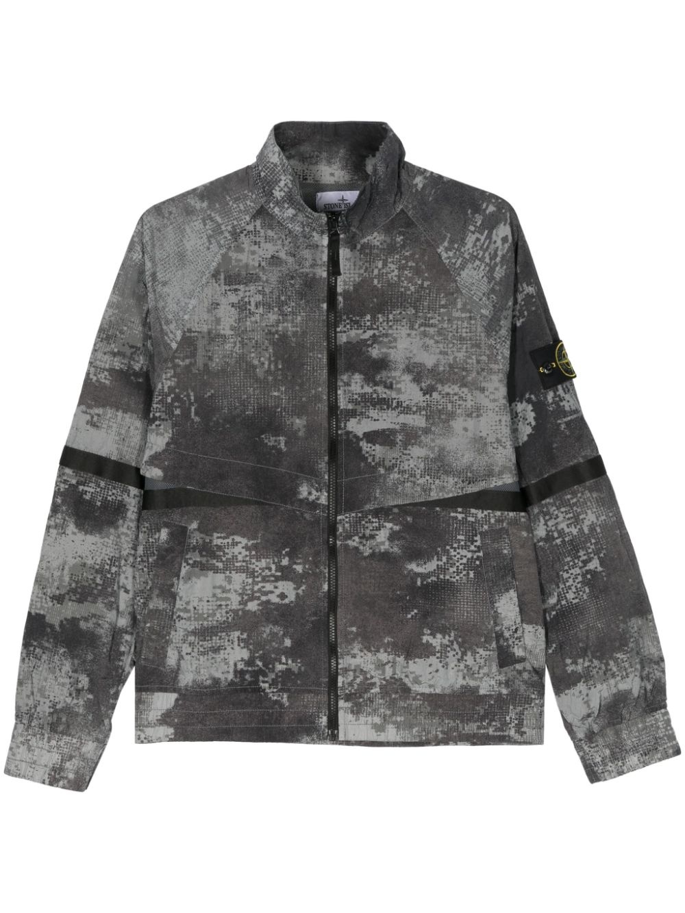 Compass-badge abstract-print jacket - 1