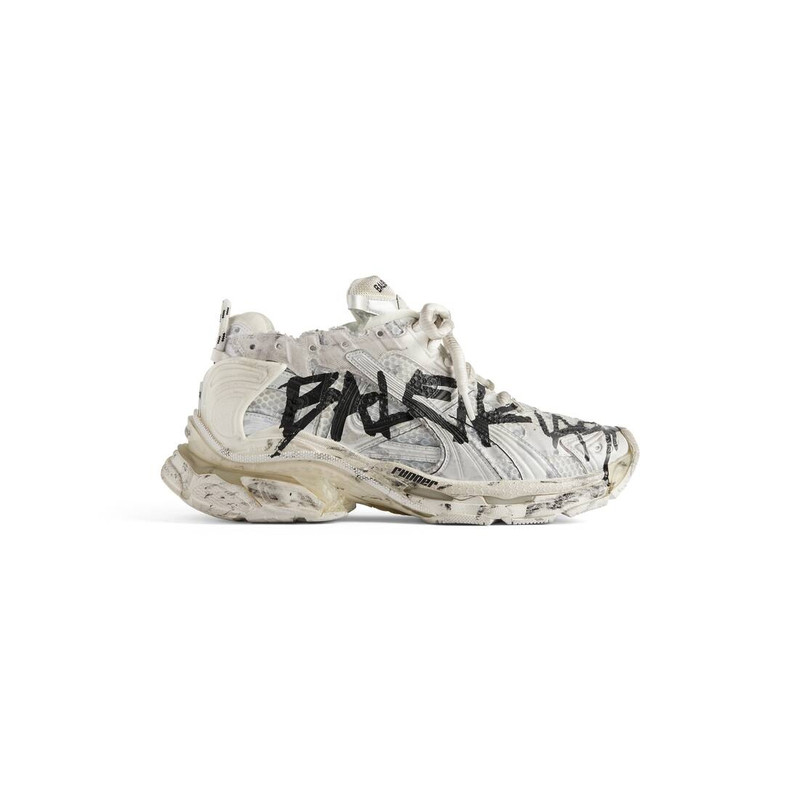 Women's Runner Graffiti Sneaker in White - 1