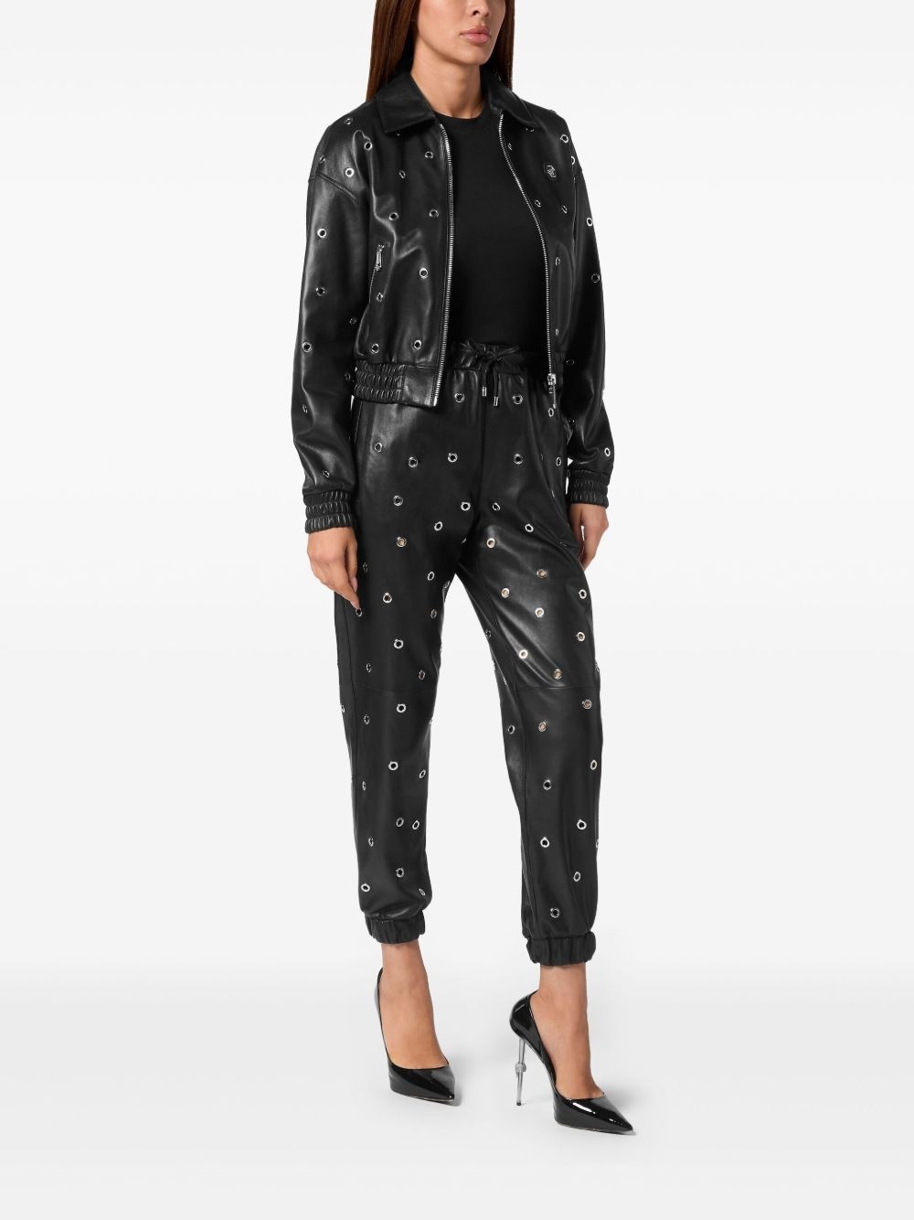 eyelet-detailing bomber jacket - 2