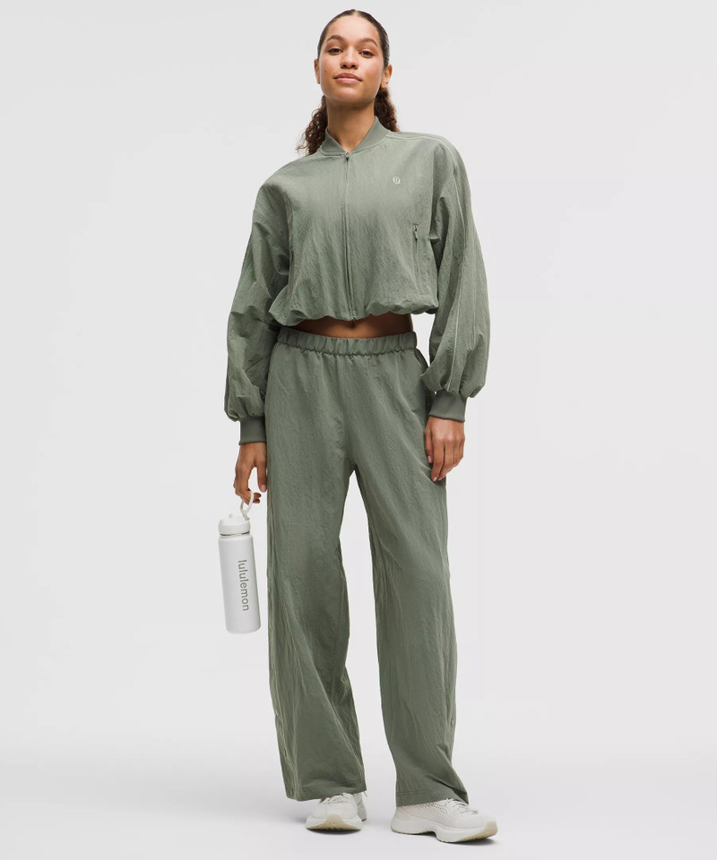 Crinkle Nylon Mid-Rise Track Pant *Wordmark 1