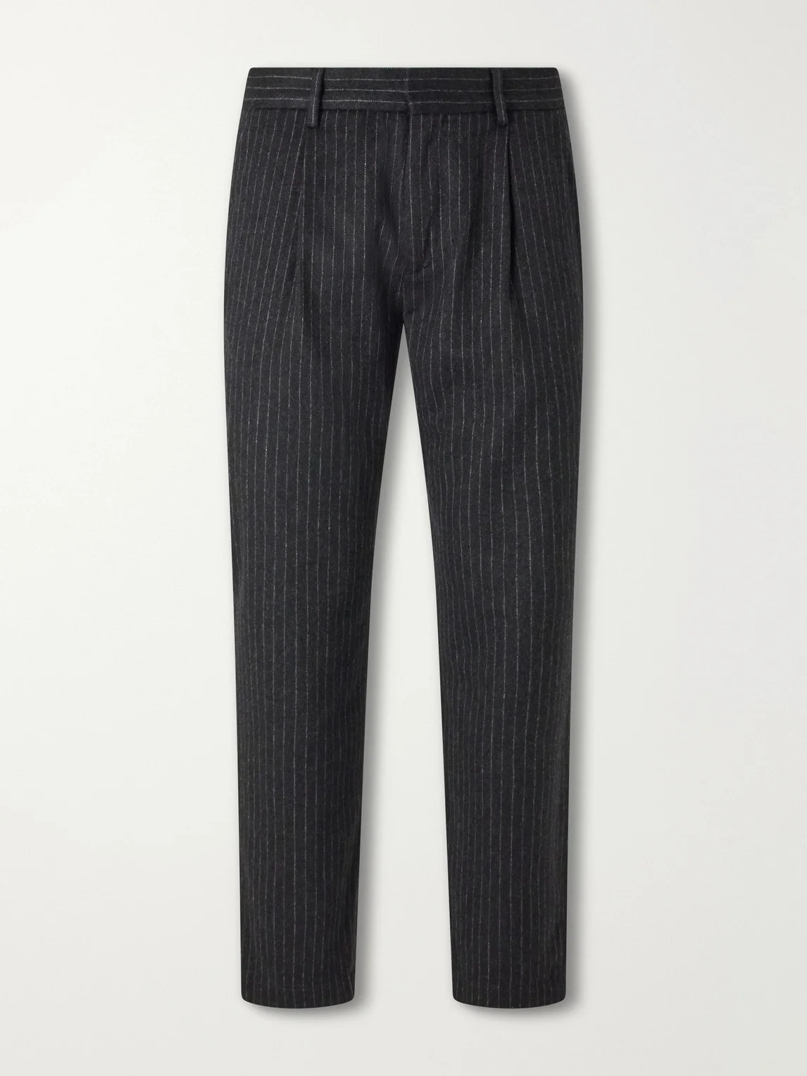 Straight-Leg Pleated Pinstriped Wool-Blend Trousers - 1