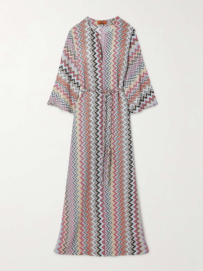 Mare metallic striped crochet-knit kaftan 1