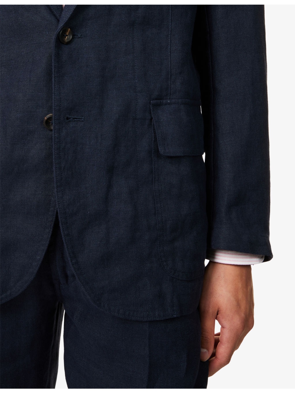 Linen Games Peak-Lapel Linen Blazer - 5