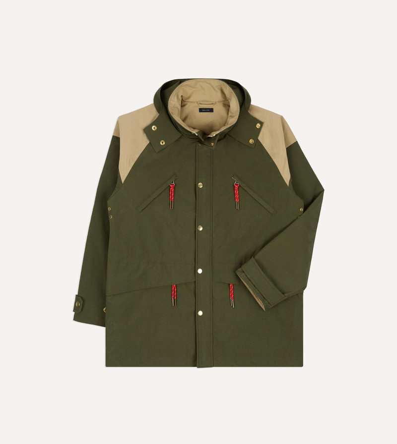 Olive and Ecru Nylon Windbreaker 1