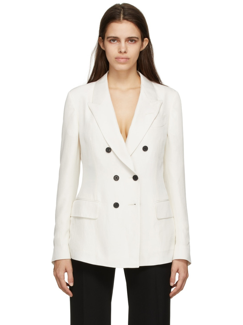 Off-White Twill Double-Breasted Blazer 1