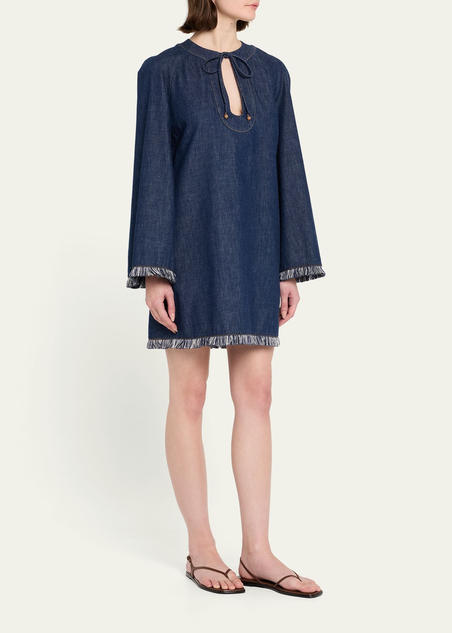 Rhiannon Fringe Denim Mini Dress - 4
