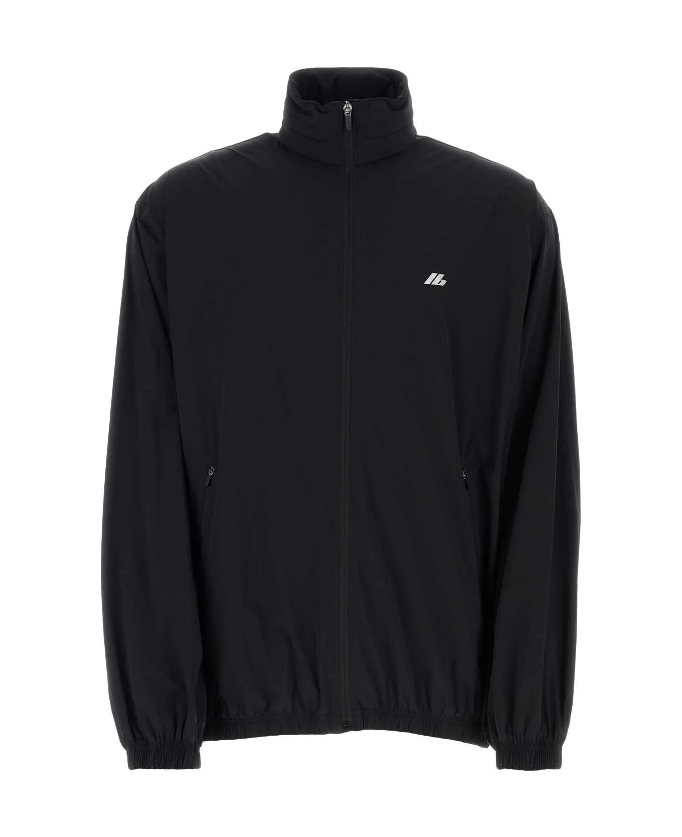 Black Stretch Nylon Windbreaker - 1