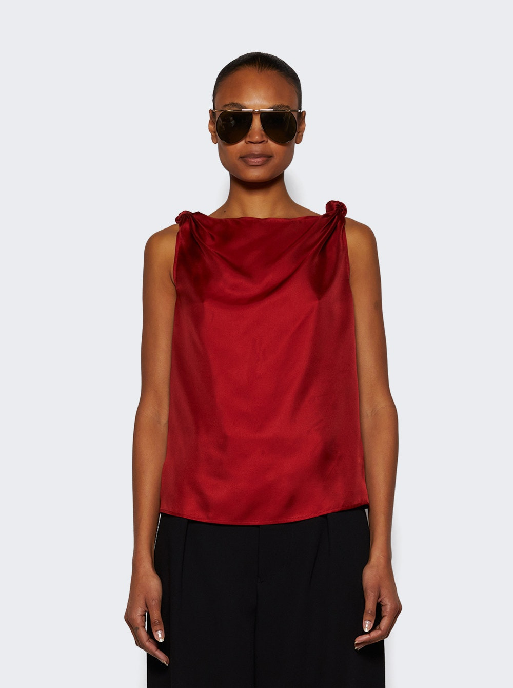 Remy Draped Sleeveless Top Tomato - 2