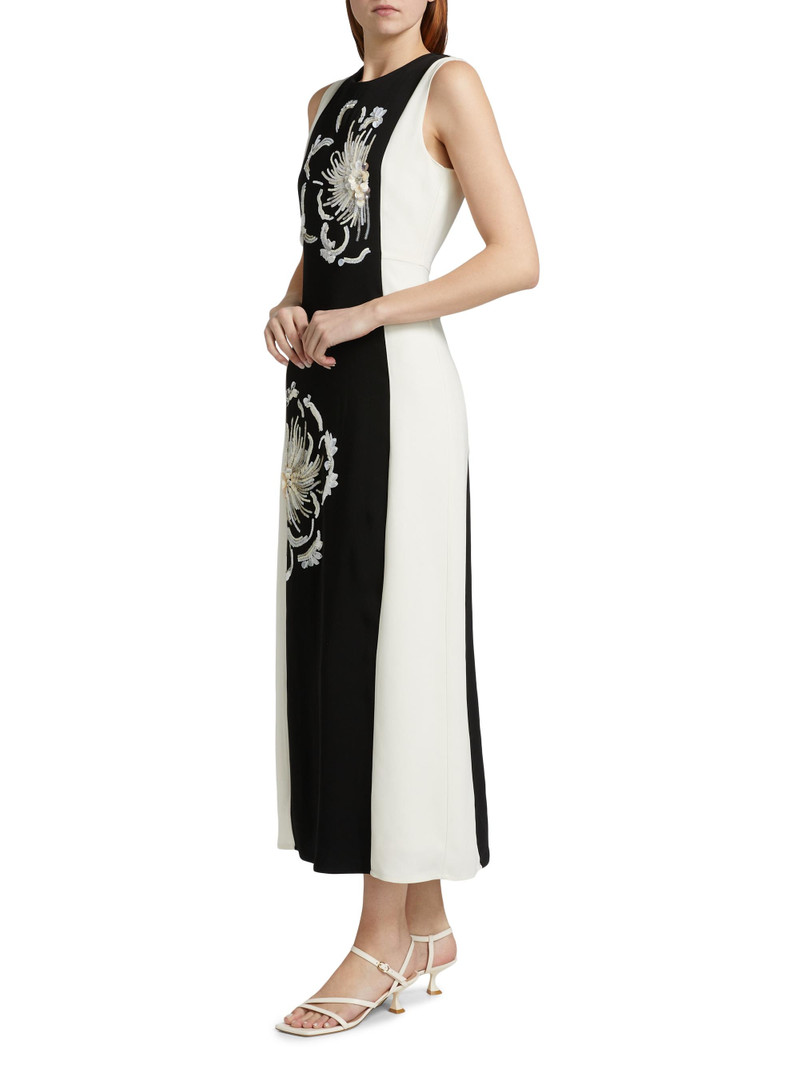 Women's Colette Sequined Floral Stretch-Crêpe Midi-Dress - Black Cream 4
