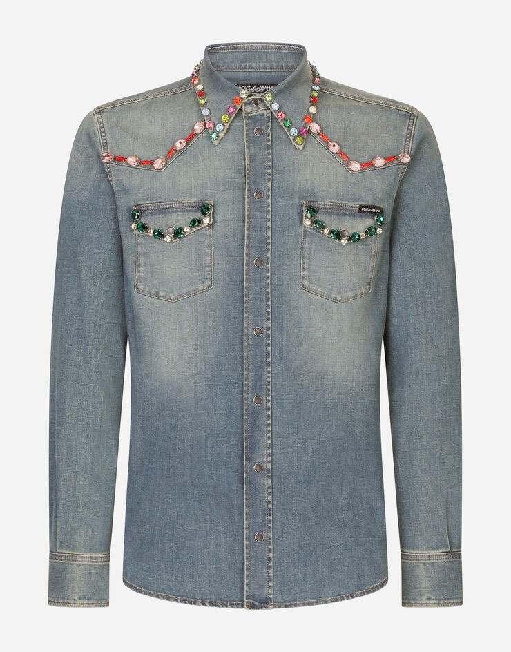 Denim shirt with crystal embellishment - 3