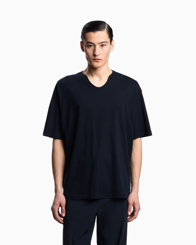EMPORIO ARMANI SILK-BLEND JERSEY V-NECK T-SHIRT outlook