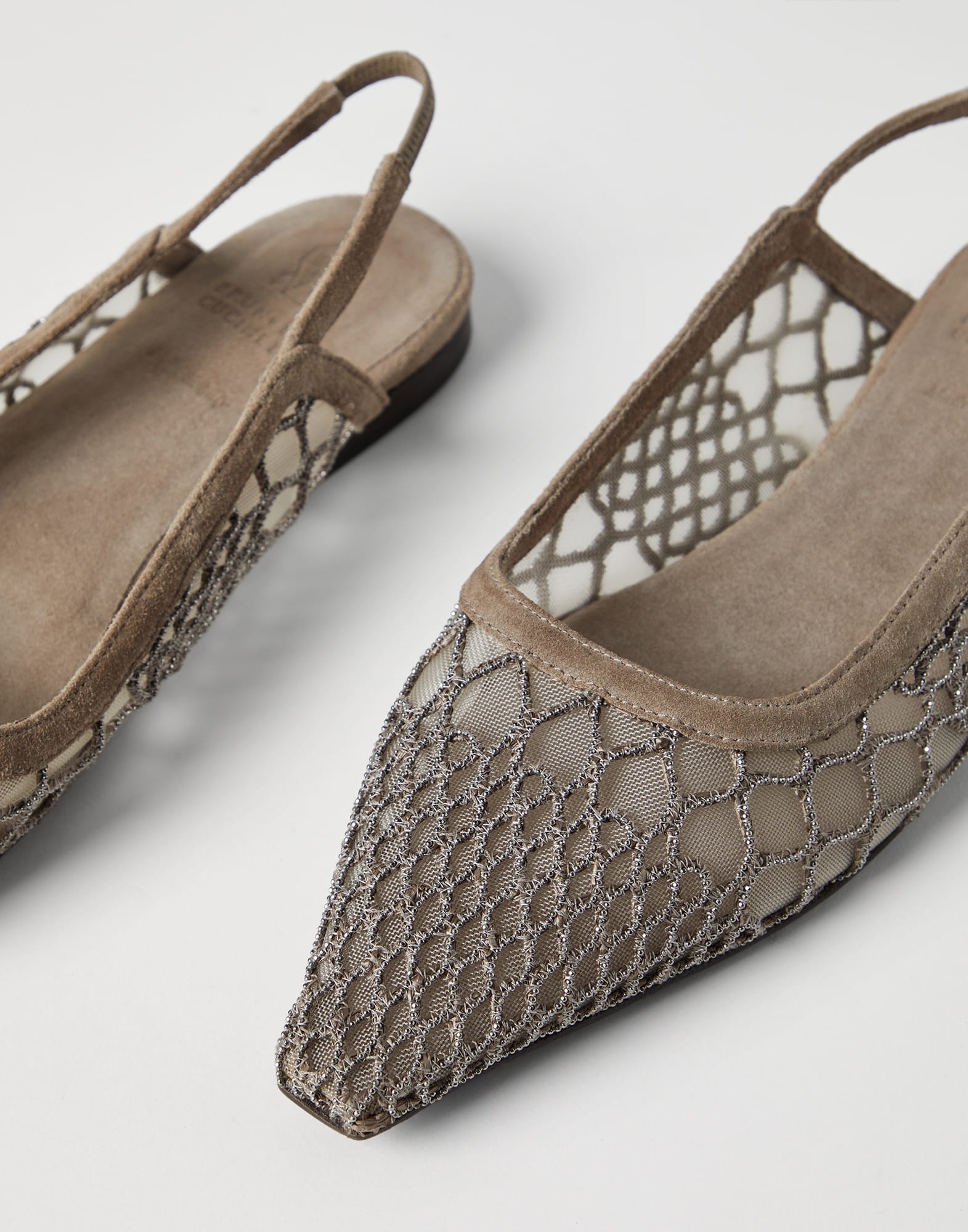 Precious net embroidery slingback flats - 3