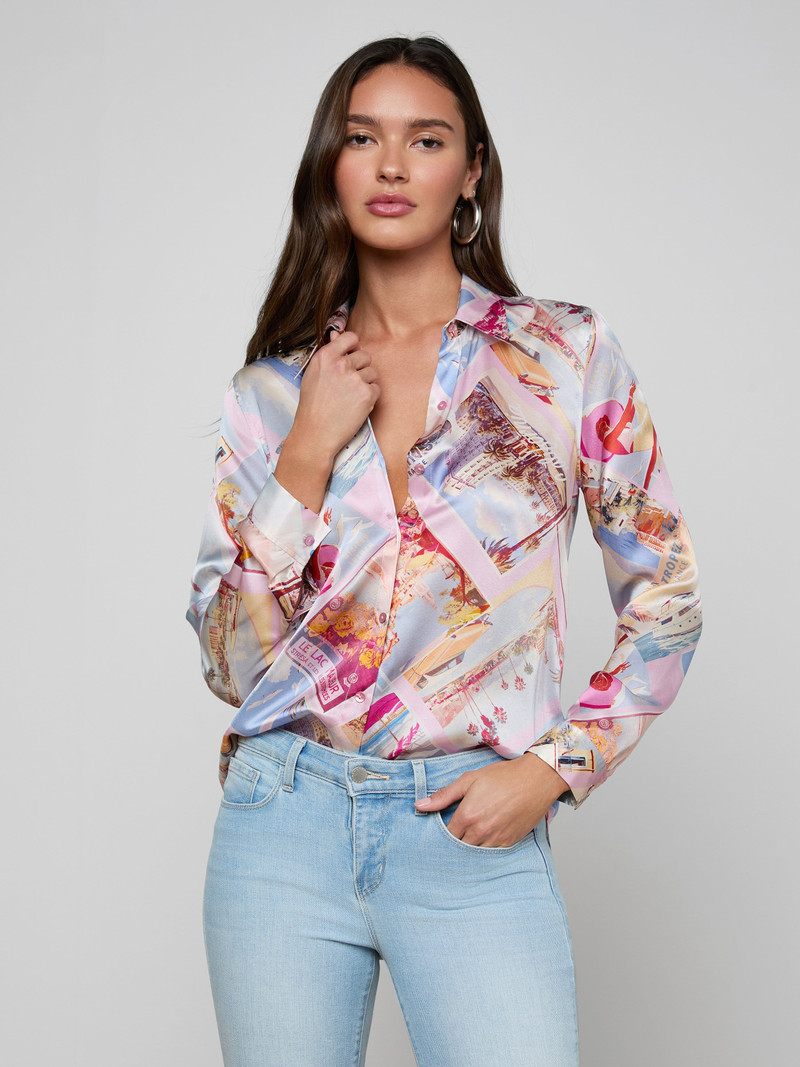 L'AGENCE Tyler Silk Blouse outlook