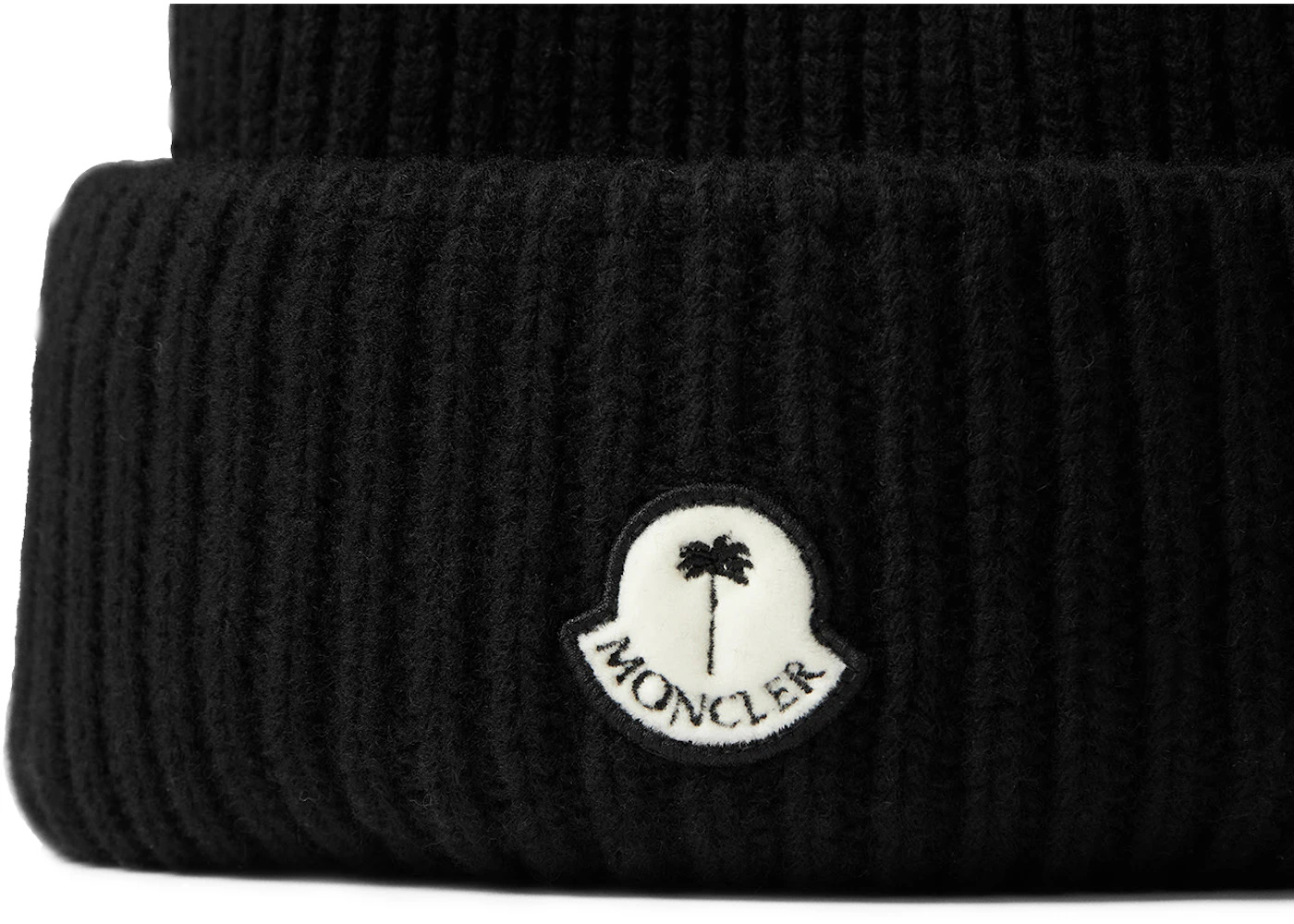Moncler x Palm Angels Patched Ribbed Beanie FW21 Black White - 3