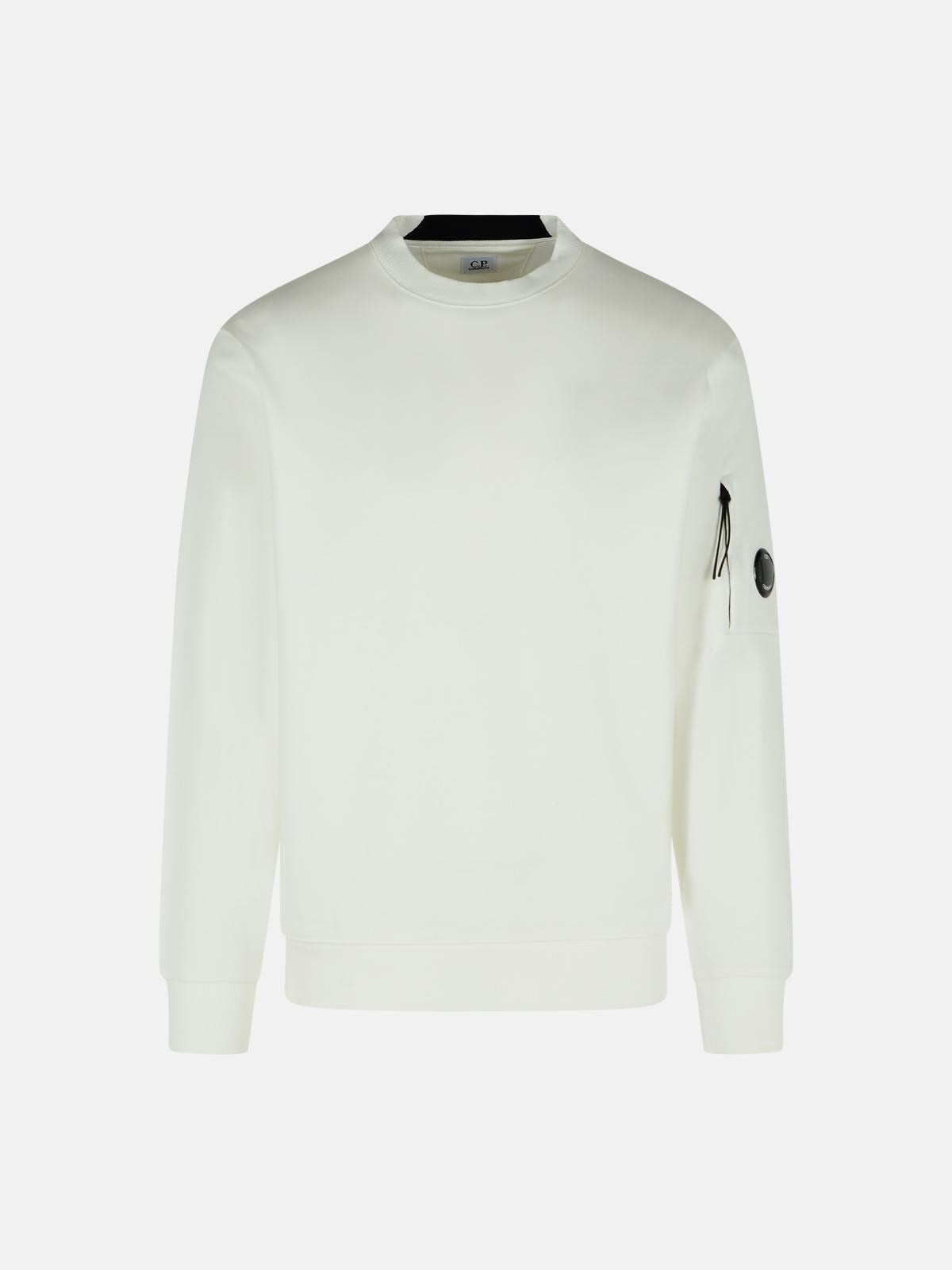 'RAISED' WHITE COTTON SWEATSHIRT - 1