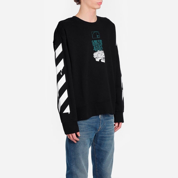Men's Off-White C/O Virgil Abloh Slogan Arrow Printing Round Neck Black OMBA037R20E300051001 - 4