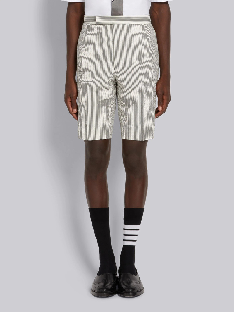 Medium Grey Wool Seersucker Classic Backstrap Short 1