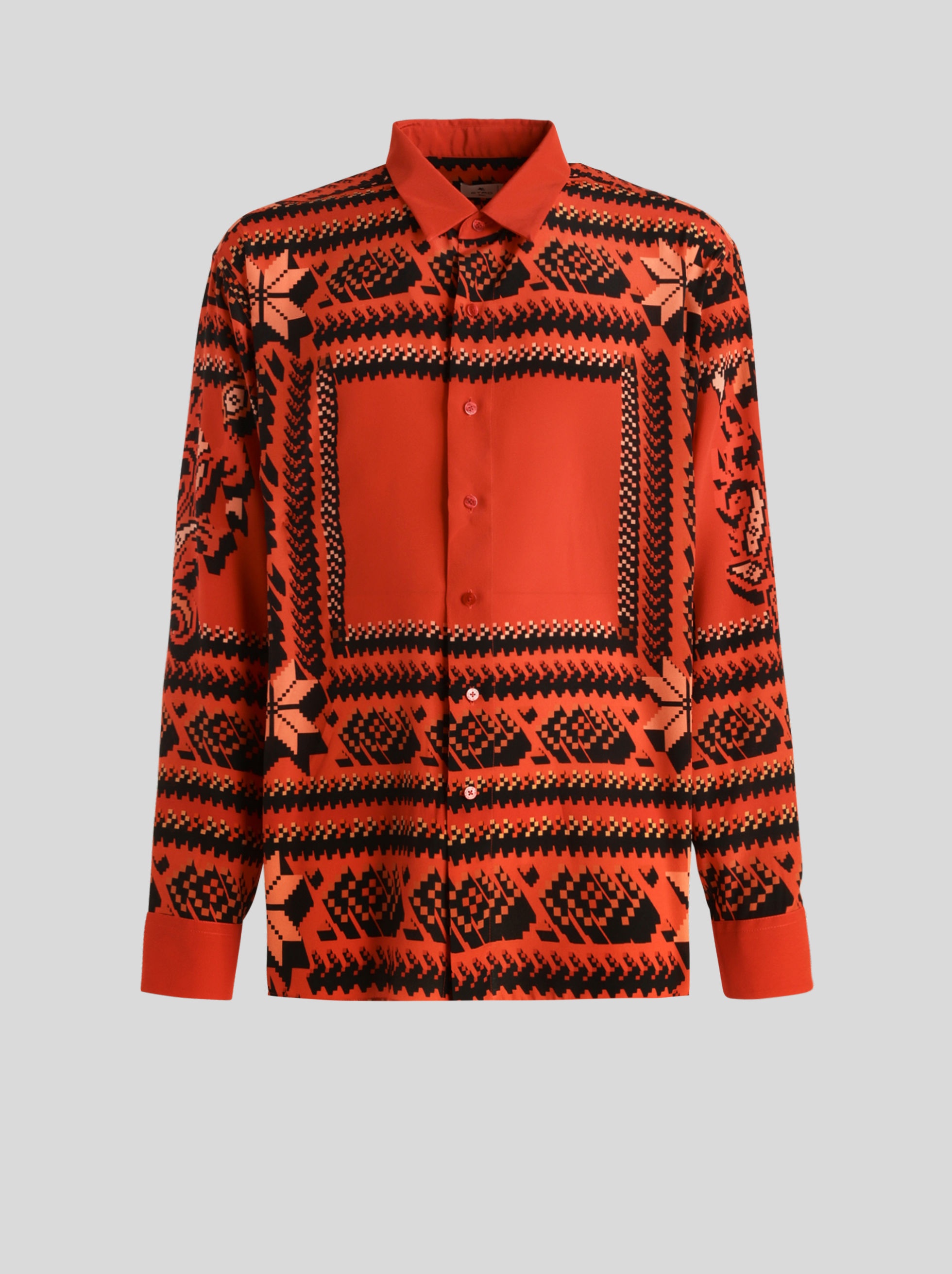 PLACED PRINT SILK SHIRT - 1
