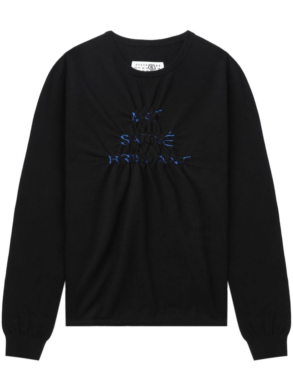 slogan-print gathered sweatshirt - 1