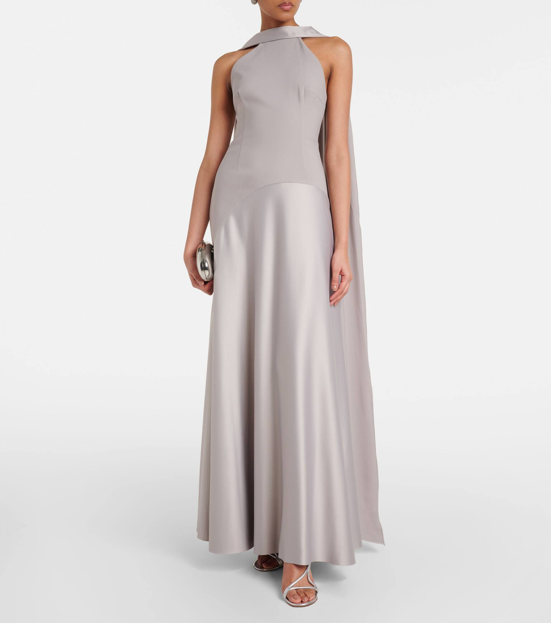 Cece satin and crêpe gown - 2