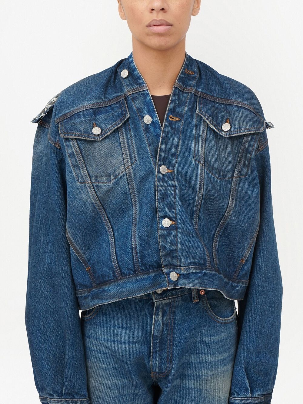 frayed-edge denim jacket - 5