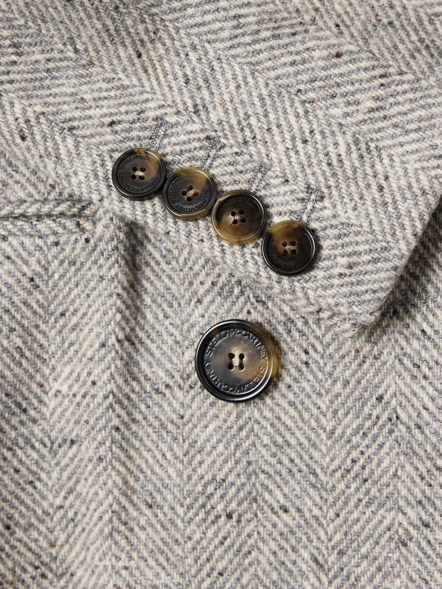 Double-breasted herringbone wool and silk-blend coat Gray - 4