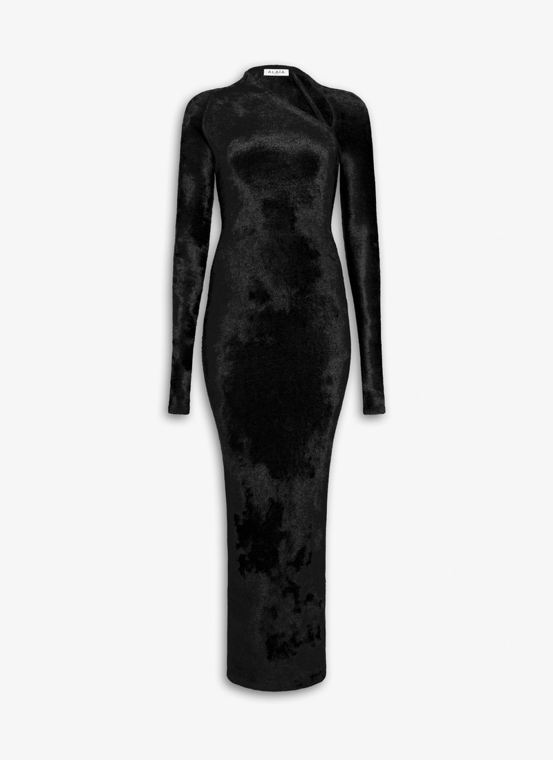 BODYCON MAXI DRESS IN SHINY VELVET KNIT - 1