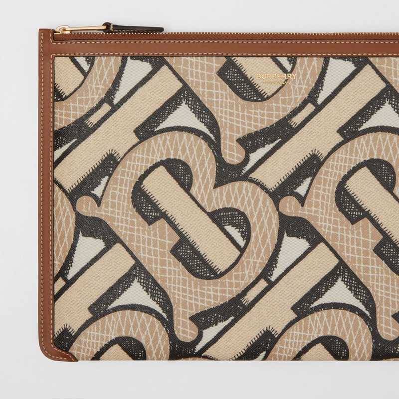 Burberry Monogram Print E-canvas and Leather Pouch outlook