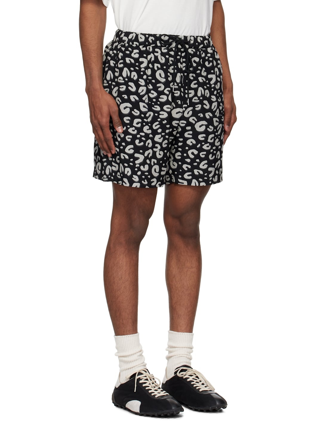 Black & Gray Leopard Shorts - 2