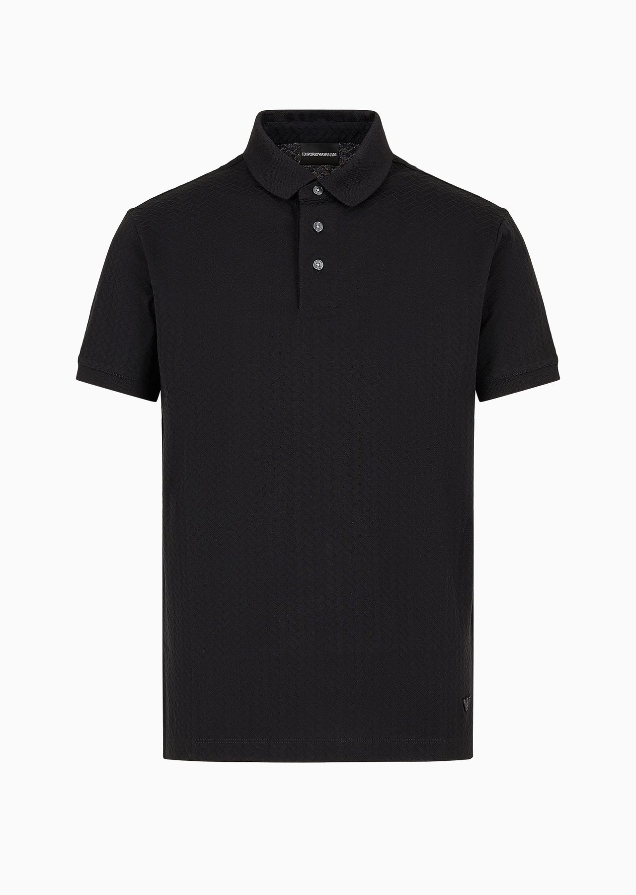 Jacquard-jersey polo shirt with op-art motif - 1