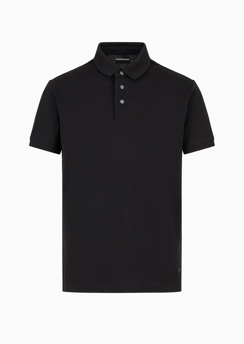 Jacquard-jersey polo shirt with op-art motif - 1